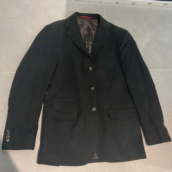 Men Carolina Herrera size 38R black and brown casual 3 button down blazer - Picture 1 of 10